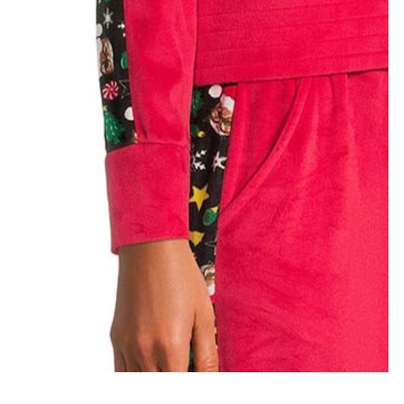 Red plush cozy velour sequin metallic embroidered jacket‎ joggers set size Small - Picture 4 of 13